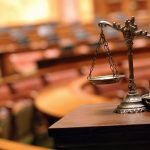 Decorative Scales of Justice in the Courtroom